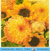Gelbe Blumen Sonnenblumen Rosen Dahlien - 1 Cocktail Serviette